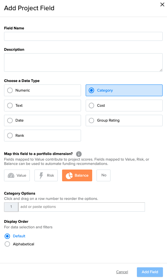 Familiar Data Interface – Adding Projects & Fields